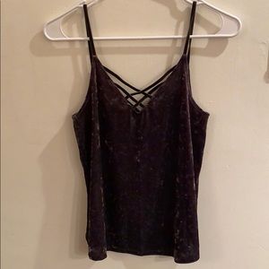 American Eagle dark green crushed velvet shirt